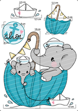 Lade das Bild in den Galerie-Viewer, Bügelbild - Ahoi Elefant Set 1
