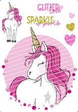 Lade das Bild in den Galerie-Viewer, Bügelbild - Glitzer Einhorn pink Set 1