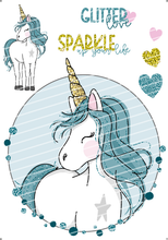 Lade das Bild in den Galerie-Viewer, Bügelbild - Glitzereinhorn petrol Set 2