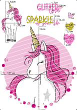Lade das Bild in den Galerie-Viewer, Bügelbild - Glitzer Einhorn pink Set 1
