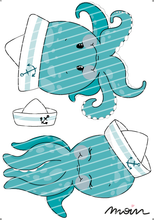 Lade das Bild in den Galerie-Viewer, Bügelbild - Moin Krake petrol Set1