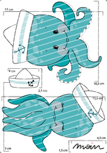 Lade das Bild in den Galerie-Viewer, Bügelbild - Moin Krake petrol Set1