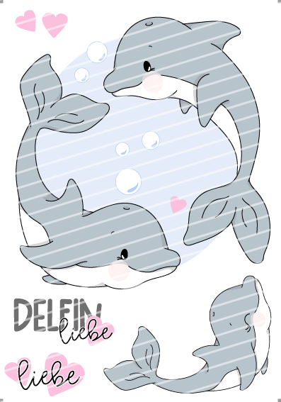 Bügelbild - Delfinliebe
