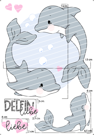 Bügelbild - Delfinliebe