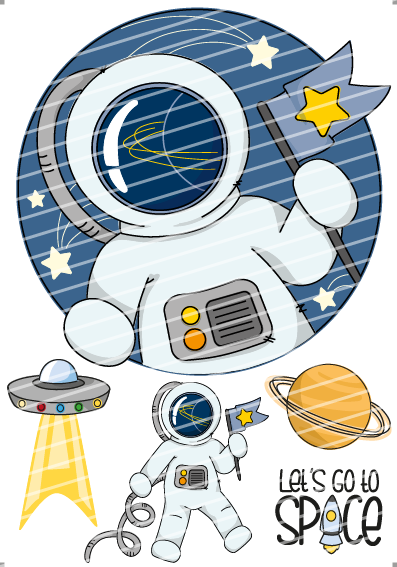 Bügelbild - Astronaut Set