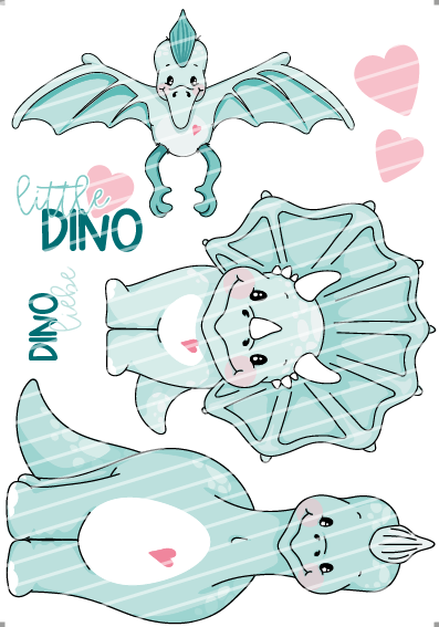 Bügelbild - little Dino Set mint