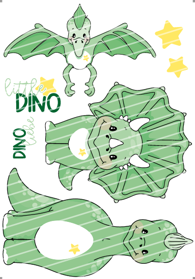 Bügelbild - little Dino Set grün