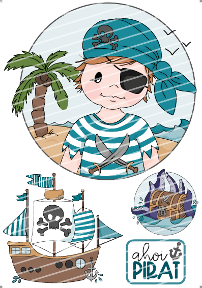 Bügelbild - Piratenjunge Set
