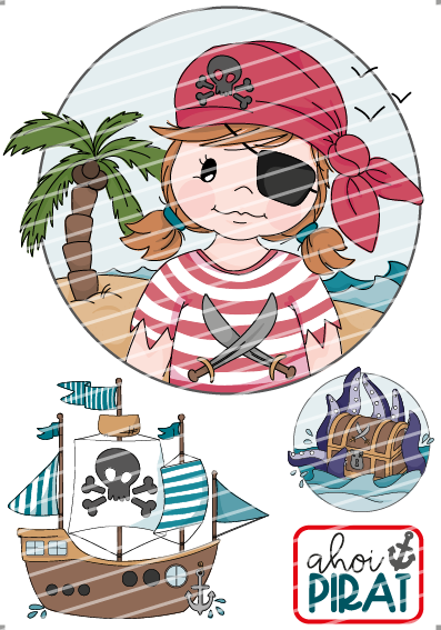 Bügelbild - Piratenmädel Set