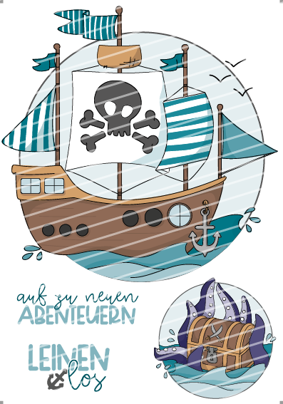 Bügelbild - Piratenschiff Set