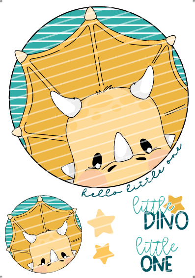 Bügelbild - Hallo kleiner Dino