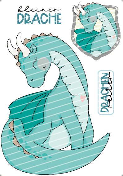 Bügelbild - kleiner Drache Set